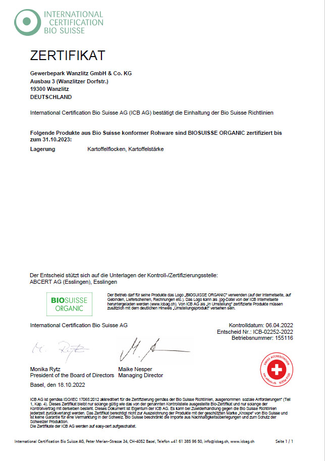 Bio Suisse Zertifikat